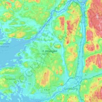 Hisingen topographic map, elevation, terrain