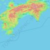 Präfektur Kōchi topographic map, elevation, terrain