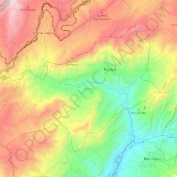 Boyacá topographic map, elevation, terrain