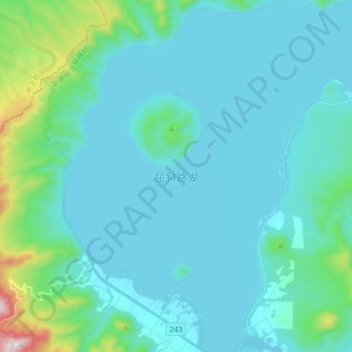 Lake Kussharo topographic map, elevation, terrain