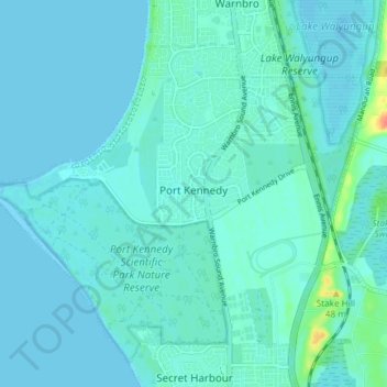 Port Kennedy topographic map, elevation, terrain