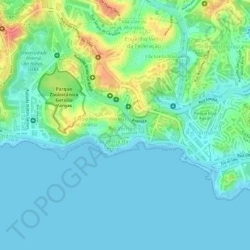 Rio Vemelho topographic map, elevation, terrain