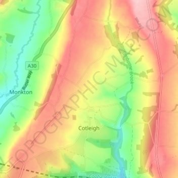 Cotleigh topographic map, elevation, terrain