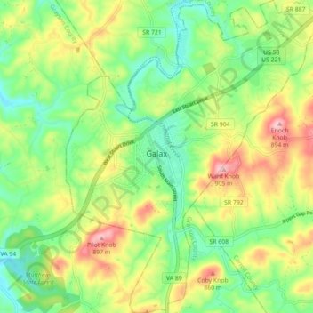 Galax topographic map, elevation, terrain