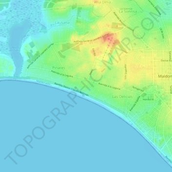 Pinares - Las Delicias topographic map, elevation, terrain