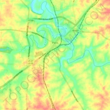 Paris topographic map, elevation, terrain