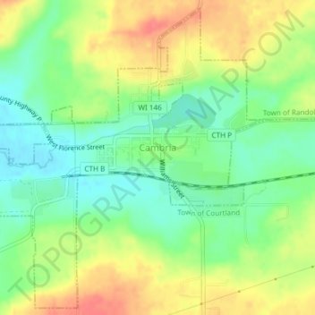 Cambria topographic map, elevation, terrain