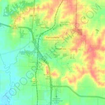 Harrisonville topographic map, elevation, terrain