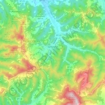 Garbagna topographic map, elevation, terrain