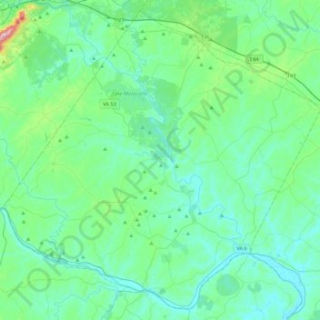 Fluvanna County topographic map, elevation, terrain