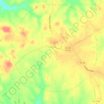 Loretto topographic map, elevation, terrain