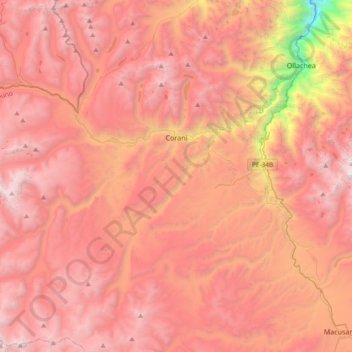 Corani topographic map, elevation, terrain