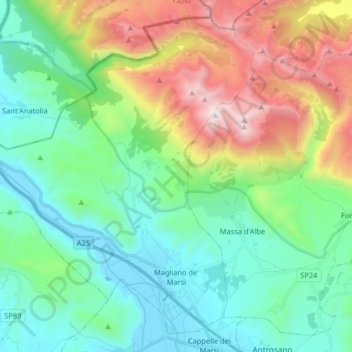 Magliano de' Marsi topographic map, elevation, terrain