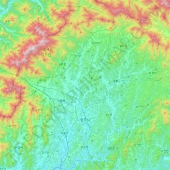 Yeongju-si topographic map, elevation, terrain