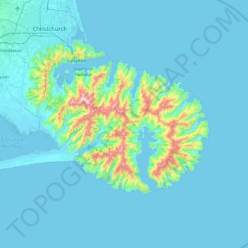 Banks Peninsula Community topographic map, elevation, terrain