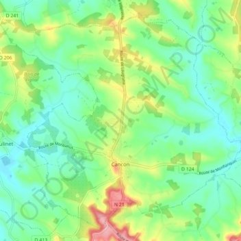 Cancon topographic map, elevation, terrain