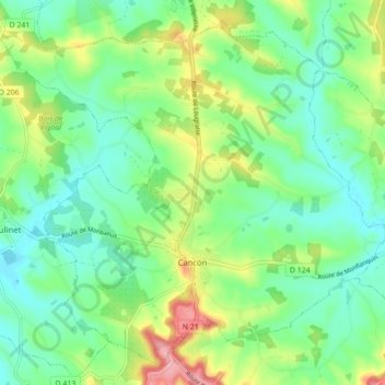 Cancon topographic map, elevation, terrain