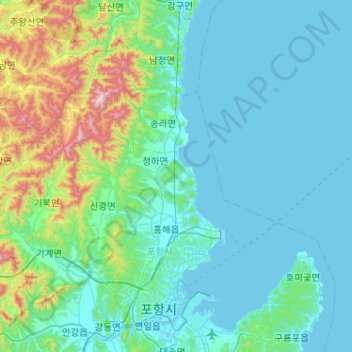 Buk-gu topographic map, elevation, terrain