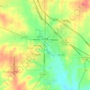 Snyder topographic map, elevation, terrain