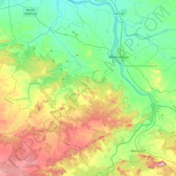 Chainpur topographic map, elevation, terrain