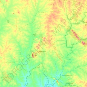 Ibarapa East topographic map, elevation, terrain