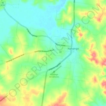 Nanango topographic map, elevation, terrain