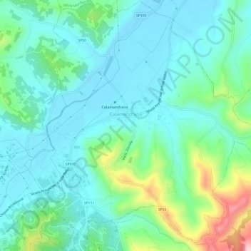 Calamandrana topographic map, elevation, terrain