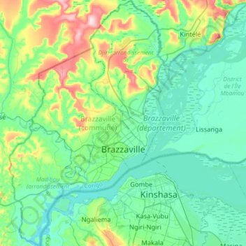 Brazzaville (municipality) topographic map, elevation, terrain