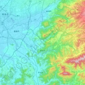 Mifune topographic map, elevation, terrain