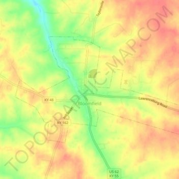 Bloomfield topographic map, elevation, terrain