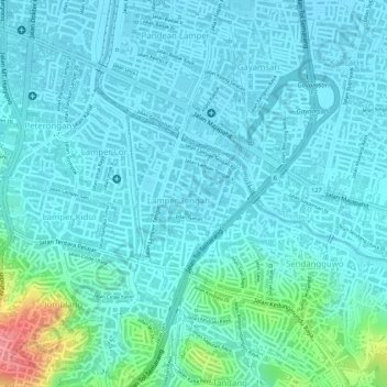 Lamper Tengah topographic map, elevation, terrain