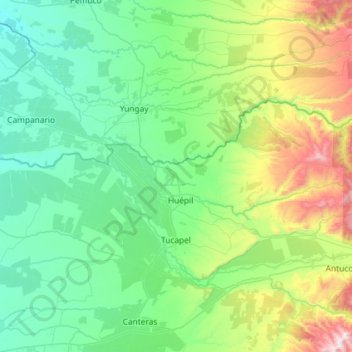 Tucapel topographic map, elevation, terrain