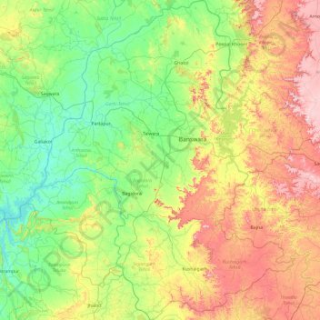 Banswara District topographic map, elevation, terrain
