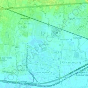 Gedebage topographic map, elevation, terrain