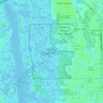 Dutton Island Preserve topographic map, elevation, terrain