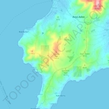 Avşa topographic map, elevation, terrain