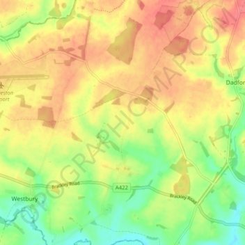 Shalstone topographic map, elevation, terrain