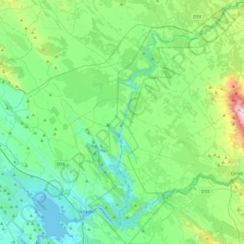 Krka National Park topographic map, elevation, terrain