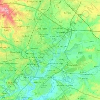 River Sowe topographic map, elevation, terrain