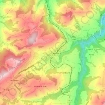 Waldstatt topographic map, elevation, terrain