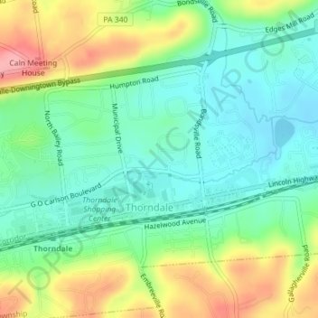 Thorndale topographic map, elevation, terrain