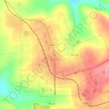 Kane topographic map, elevation, terrain