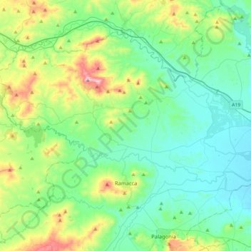 Ramacca topographic map, elevation, terrain