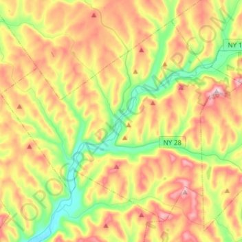 Town of Delhi topographic map, elevation, terrain