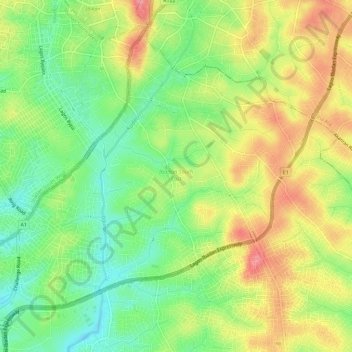 Ibadan South East topographic map, elevation, terrain