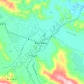 Middletown topographic map, elevation, terrain