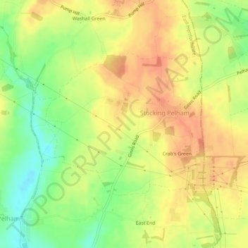 Stocking Pelham topographic map, elevation, terrain