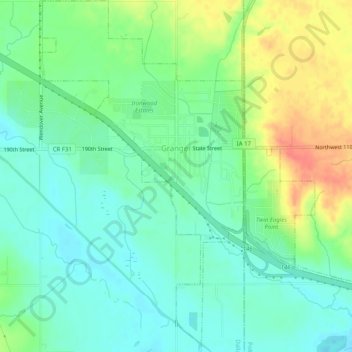 Granger topographic map, elevation, terrain