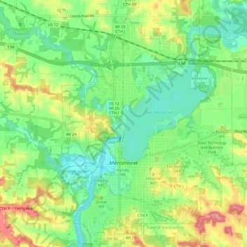 Menomonie topographic map, elevation, terrain