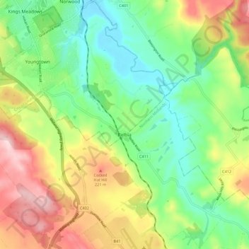 Relbia topographic map, elevation, terrain